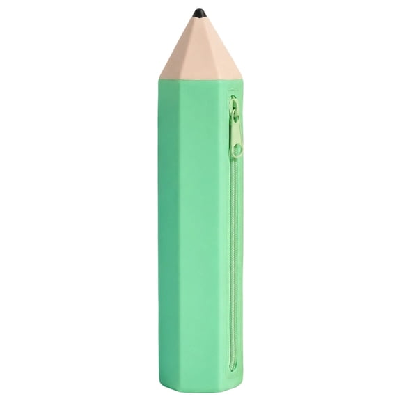 Pencil Shaped Silicone Pencil Case, 8.66X1.37 inch Lightweight Pencil Pouch, Zipper Stationery Organizer Bag, Portable Pen Carrying Holder, Multipurpose Office Supply Container for Daily Carry