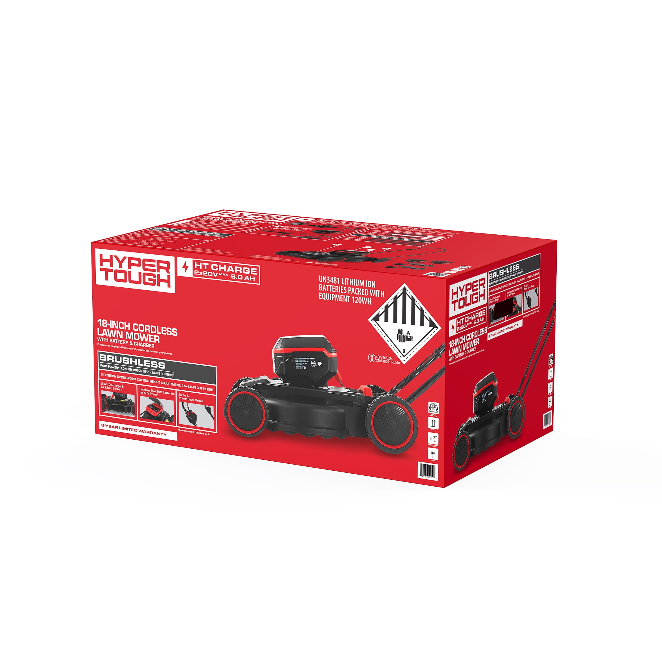 Hyper Tough 20V 18-inch Side-Discharge Lawn Mower, HY5601050516019