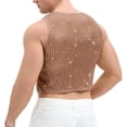 thumbnail image 3 of Ceisia Men's Rhinestone Mesh Crop Top Sleeveless Sheer Tank Top for Party Club Coffee L Gift, 3 of 5