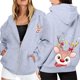 thumbnail image 1 of WILLBEST Sudadera Deportiva para Mujer Ladies' Christmas Printed Zipper Long Sleeved Pocket Adjuststring Casual Hooded Sweatshirt 1967 XX-Grande, 1 of 8