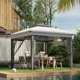 thumbnail image 2 of Patio Umbrellas Outsunny 12' x 12' Pop Up Canopy Tent with Netting and Carry Bag, Instant Sun Shelter with 137 sq.ft Shade, Tents for Parties, Height Adjustable, for Outdoor, Garden, Patio, Gray,Mark, 2 of 8
