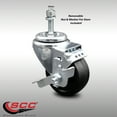 thumbnail image 2 of 3 Inch Soft Rubber Wheel Swivel 10mm Threaded Stem Caster with Brake SCC, 2 of 2