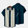 thumbnail image 3 of CENL Men Shirt Bowling Retro Vintage Button-Down Shirt Cuban Retro Short Sleeve Top, 3 of 9