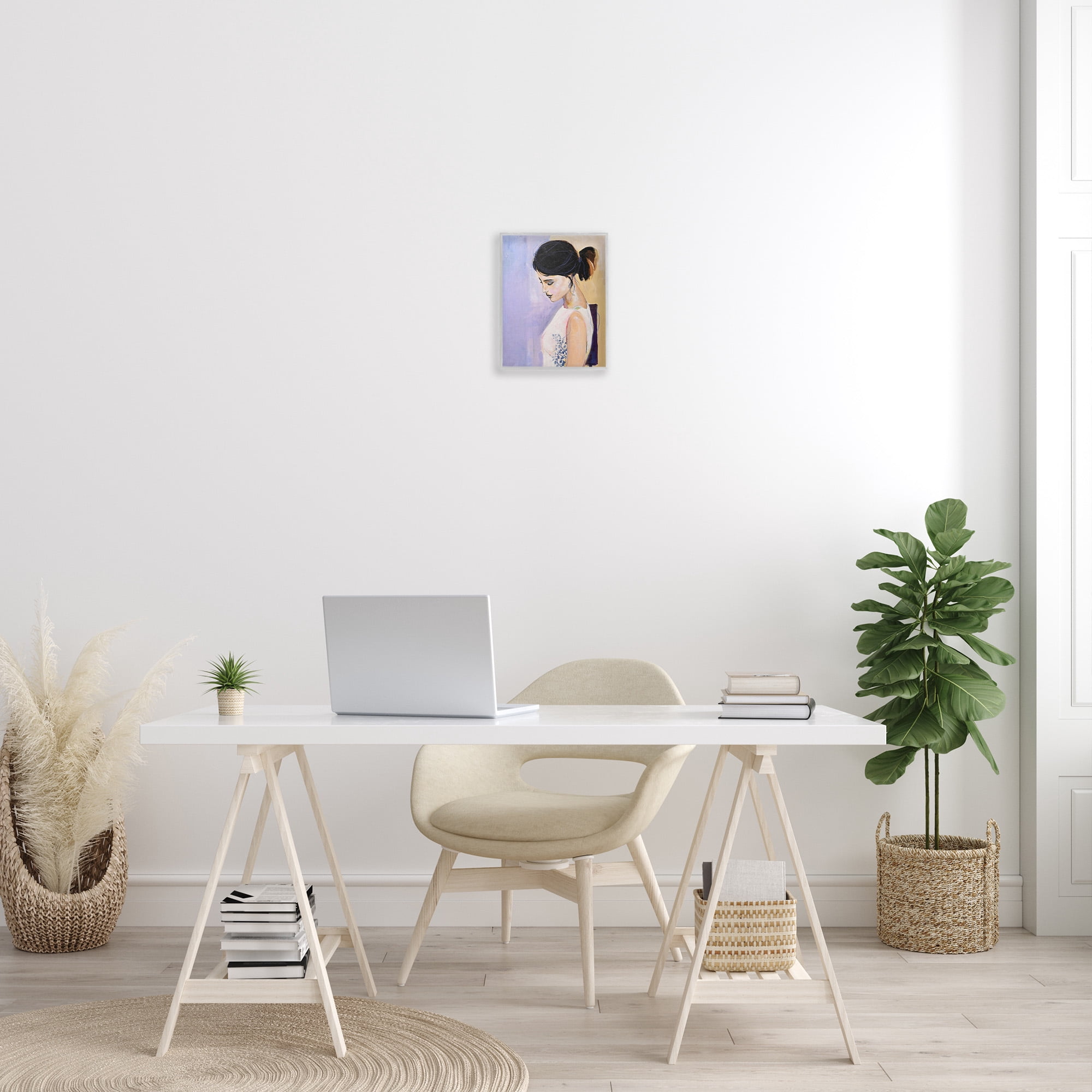 Stupell Industries Traditional Portrait of Woman Abstract Painting Gray Framed Art Print Wall Art, 11 x 14
