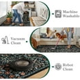 thumbnail image 6 of Lahome Floral 5'x7' Living Room Area Rug, Soft Washable Rugs for Bedroom, Non Slip Ultra Thin Boho Rug Botanical Stain Resistant Floor Carpet for Dining Room Home Office, Black, 6 of 9