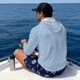 thumbnail image 4 of Bulopur Men’s Sun Protection Fishing Shirt with Mask, Breathable Hooded Long Sleeve Top in Solid Light Blue for Beach Walks, Boating and Summer Use, 4 of 8