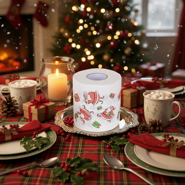 Adornos navideños, adornos navideños, regalos navideños, rollo de papel para chimenea navideña, rollo de papel higiénico de dos capas, rollo de papel toalla personalizado colorido