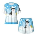 thumbnail image 5 of Wukai Collie in Bathtub Print Women's Pajama Set - Short-Sleeve Top and Shorts with Elastic Waistband and Pockets for Loungewear, Yoga, and Casual Wear-3X-Large, 5 of 8