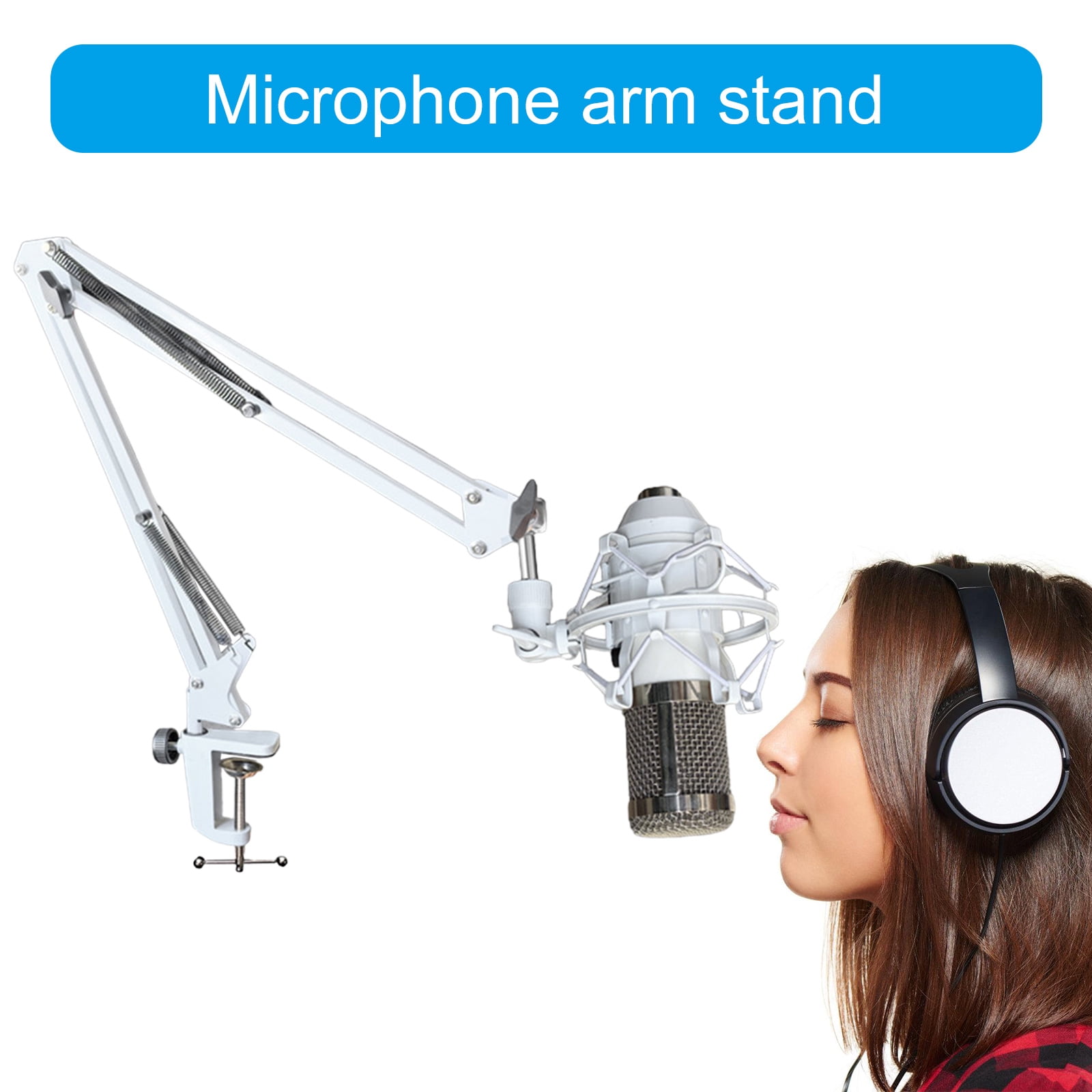 Microphones Desk Mount Stand with Adjustable Height and Angled for Musicians and Vloggers