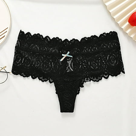 

LEEy-world Seamless Underwear for Women Womens LaceSexy Breathable Lace Hollow Out And Raise The ButtocksPure Brief Panties Features: Black