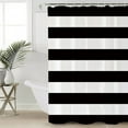 thumbnail image 5 of Black and White Stripes Shower Curtain, 66" x 72", Classic Geometric Waterproof Bathroom Curtain Washable Shower Curtain Set with 12 Hooks, 5 of 6
