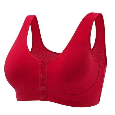HYSYSB Cotton Bras for Women balconette Bras for Women front Close Bras for Women plus Size Everyday Bra bras Strap Up Bras No Underwire Wireless Bras plus Size Sports Bra Red 50