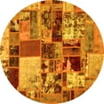 thumbnail image 1 of Ahgly Company Machine Washable Indoor Round Patchwork Yellow Transitional Area Rugs, 7' Round, 1 of 4
