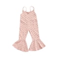 thumbnail image 1 of Faithtur Kid Suspender Jumpsuit with Flower Print, Ruffle Hem High Waist, 1 of 6