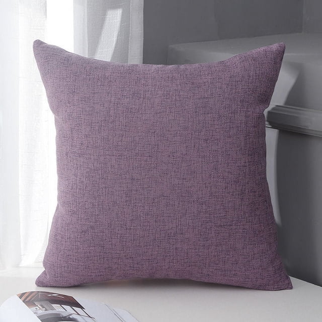 Nvzi Funda de almohada de lino y algodón de color sólido de 4 piezas, funda de almohada simple de color puro, con cualquier cama es brillante 23,62 x 27,56 pulgadas (púrpura)