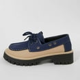 thumbnail image 4 of Blue Female Casual Loafers With Lace-Up Closure Round Toe Flat Thick Sole Chunky Heel Ideal For Everyday Wear, 4 of 9