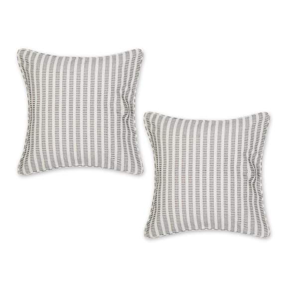 DII 18”x18” Off-White Dobby Stripes Recycled Cotton Decorative Pillow Covers (2 Count)