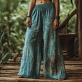 thumbnail image 2 of yunLCZ Wide Leg Pants Woman Holiday Style Retro Linen Floral Ethnic Print Casual Pants For Women – Comfortable Relaxed Fit Perfect For Summer Beach And Vacation Wear Office Slacks, 2 of 4
