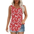 thumbnail image 2 of Plus Size Tank Tops for Women under $5 2025 Sleeveless Crew-neck Print Loose Casual Pleated Top Multicolor 3XL, 2 of 6