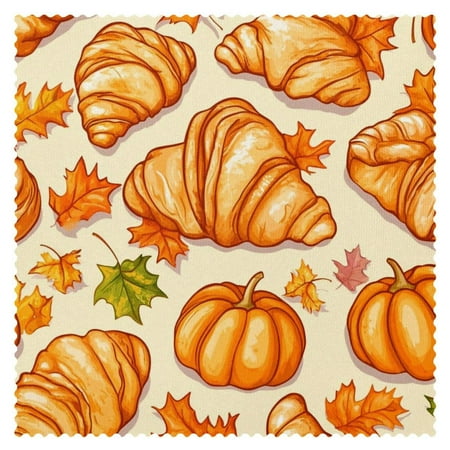 

Ailis Dinng Square Thanksgiving Placemats Heat Resistant 12 x 12 Table Place Mats Decor Leaf Croissant