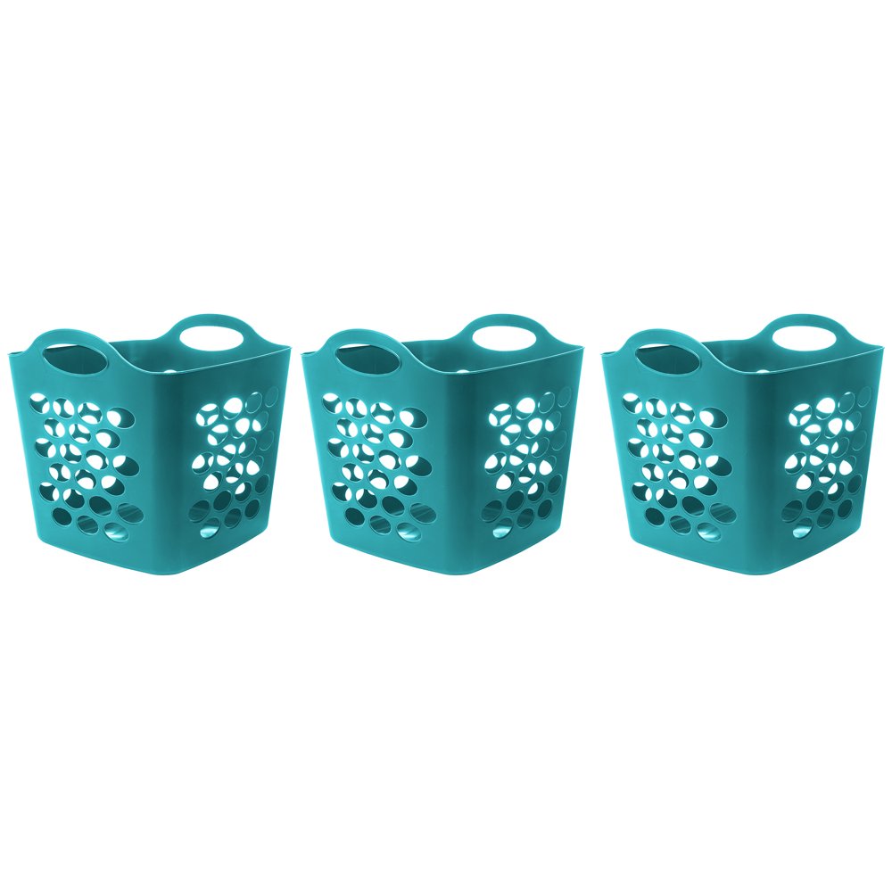 Flexible Square Laundry Basket 3PK, Turquoise Walmart