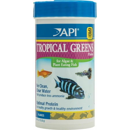 API Tropical Greens Flakes, Tropical Fish Greens Flakes Fish Food, 2.1 oz