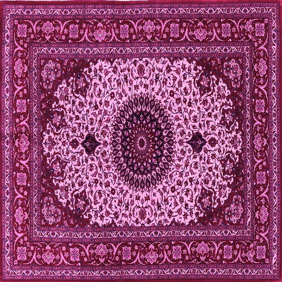Ahgly Company Indoor Square Medallion Pink Traditional Area Rugs, 3' Square