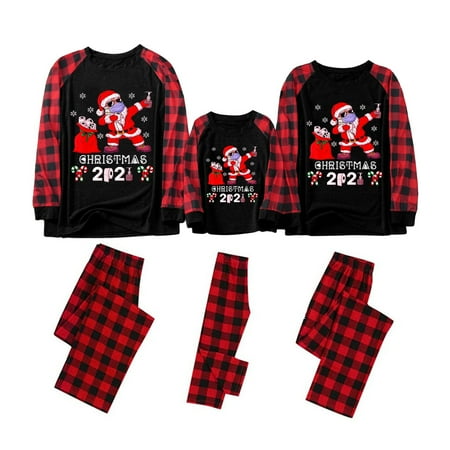 

Christmas Pajamas for Family Matching Family Sets Christmas Santa Print Top With Bottom Home Wear Parent Child Outfit