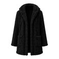 thumbnail image 6 of KICILVS Womens Fleece Coat Hooded Open Front Fuzzy Sherpa Cardigan Jacket Long Sleeve Winter Warm Outerwear with Pockets, 6 of 8