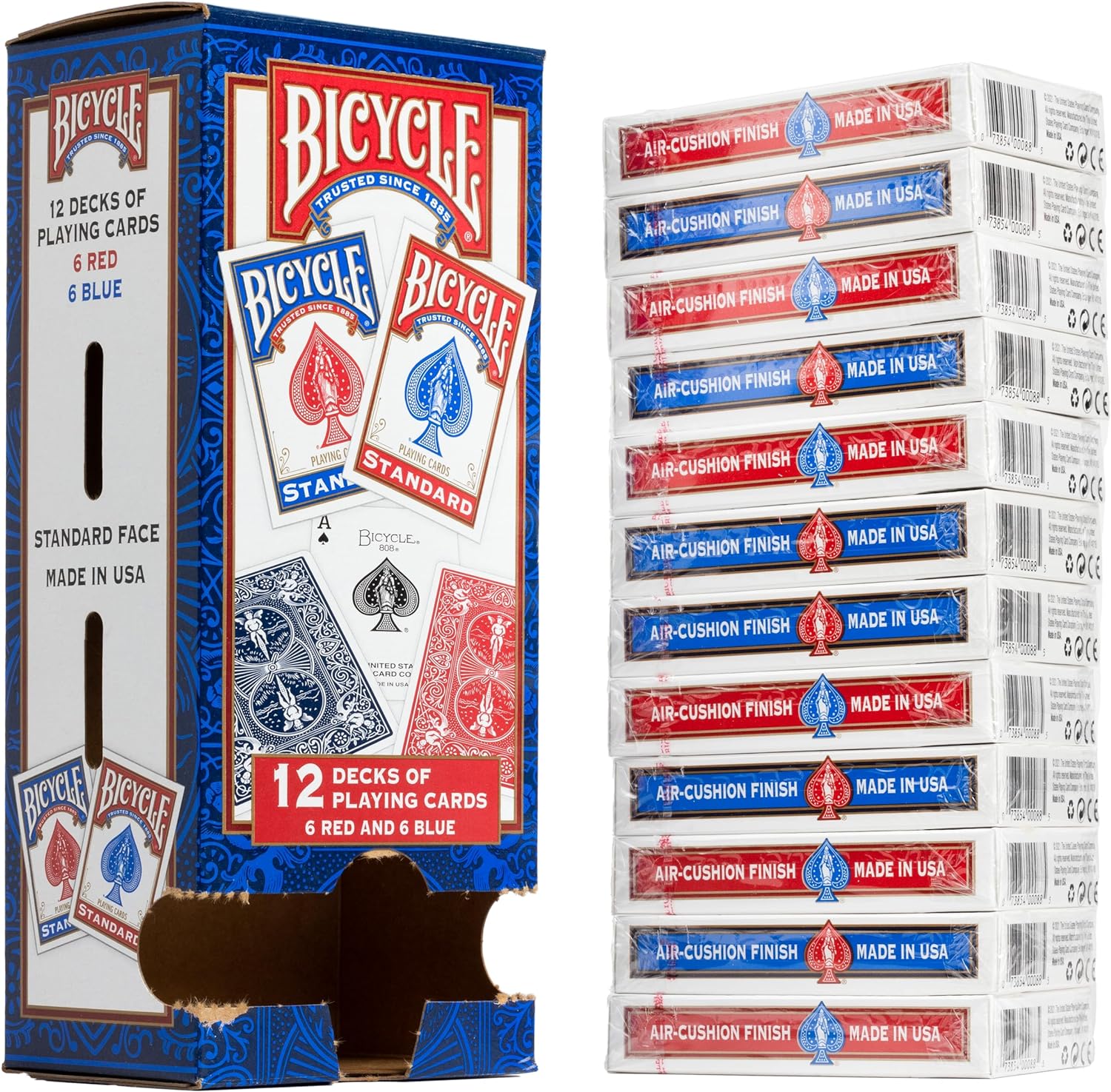 Bicycle Standard Playing Cards, 12 Pack (Red & Blue)