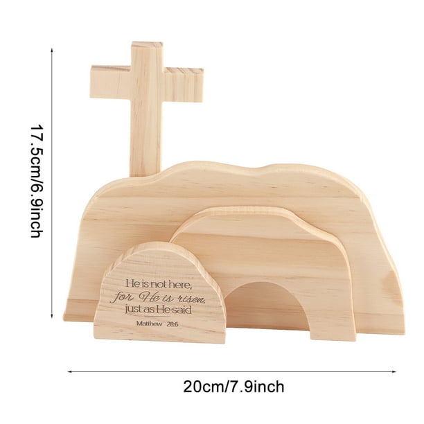Adorno de escena de la Natividad de Jesús, escena de resurrección de Pascua, figura cristiana de madera, adorno de escena de resurrección, adornos de madera compactos y ligeros