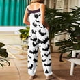 thumbnail image 4 of WULMLEO Halloween Jumpsuits Women Cotton Linen Cute Spaghetti Strap Wide Leg Adjustable Tie Pants Casual Fashion Rompers Breathable Pumpkin Overalls with Side Pocket White 2XL, 4 of 7