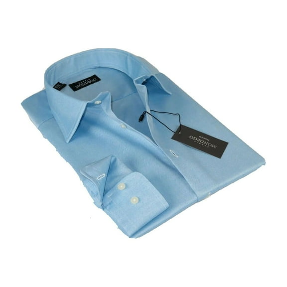 Men Mondego 100% Soft Cotton Dress Classic shirt Long Sleeves sn400 Solid Blue