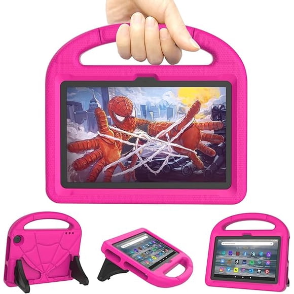 xixishop All-New Fire 7 Tablet Case (12th Generation, 2022 Release) - Lightweight Shockproof Kid-Friendly Cover with Handle & Kickstand for Kindle Fire 7 Kids Tablet - Pink