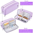 thumbnail image 7 of Rirool Large Capacity Pencil Case, 3 Zipper Compartments Pen Pouch for High School, College, Teachers, Office & Travel Use, Makeup Bag for Teens and Adults, Purple, 7 of 7