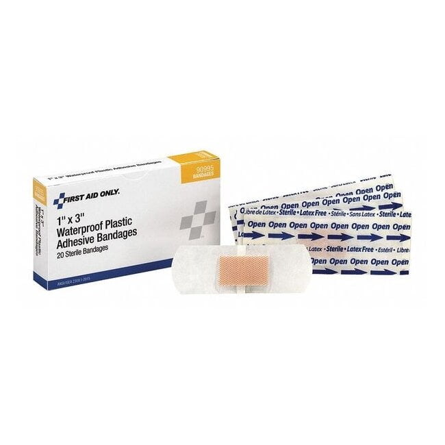 First Aid Only Adhesive Bandages, Beige, Plastic, PK20 90995