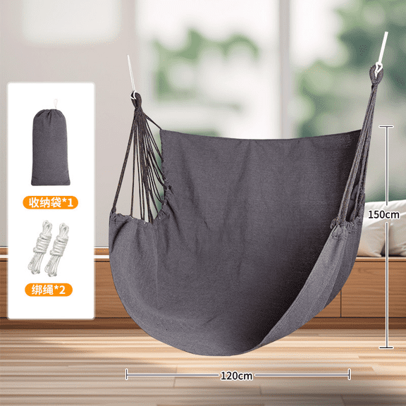 Canvas Fabric Hammock Chair, with 270° Wrap-around Design, Thickened Breathable Outdoor Swing Chair for Patio, Dormitory, Garden, Camping