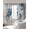 thumbnail image 3 of Ocean Animal Blackout Curtains for Bedroom Living Room, Vintage Watercolor Sea Turtle Sea Horse Octopus Colorful Coral 63 In Long Thermal Insulated Darkening Drapes Grommet Window Treatment 42x63 In, 3 of 9