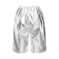 thumbnail image 2 of Xnihocha Kids Shiny Metallic Dance Shorts Rave Disco Booty Shorts Girls Boys Hip Hop Dancing Short Silver 150, 2 of 7