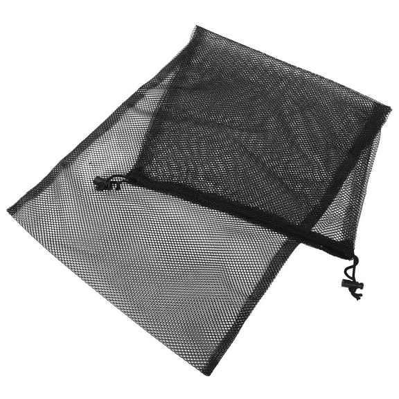 Black Nylon Mesh Drawstring Bag for Snorkel Equipment with Secure Closure and Breathable Design