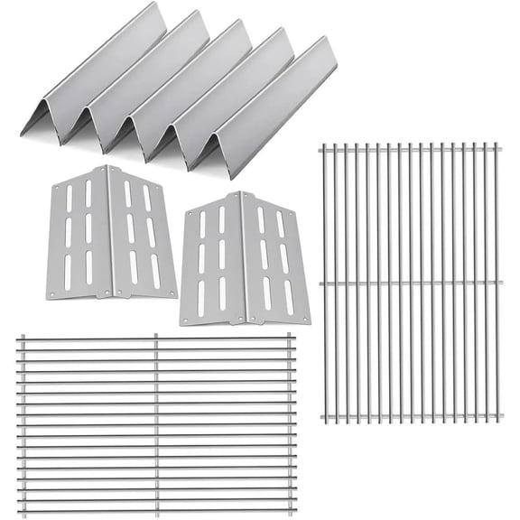 7524 Grill Grates with 17.5 inch flavorizer bar and Heat Deflector Replacement for Weber Genesis Grill Parts 300 Series E-310 E-320 E-330 S-310 S-320 S-330 EP-320 ESP-310 ESP-320 Gas Grills