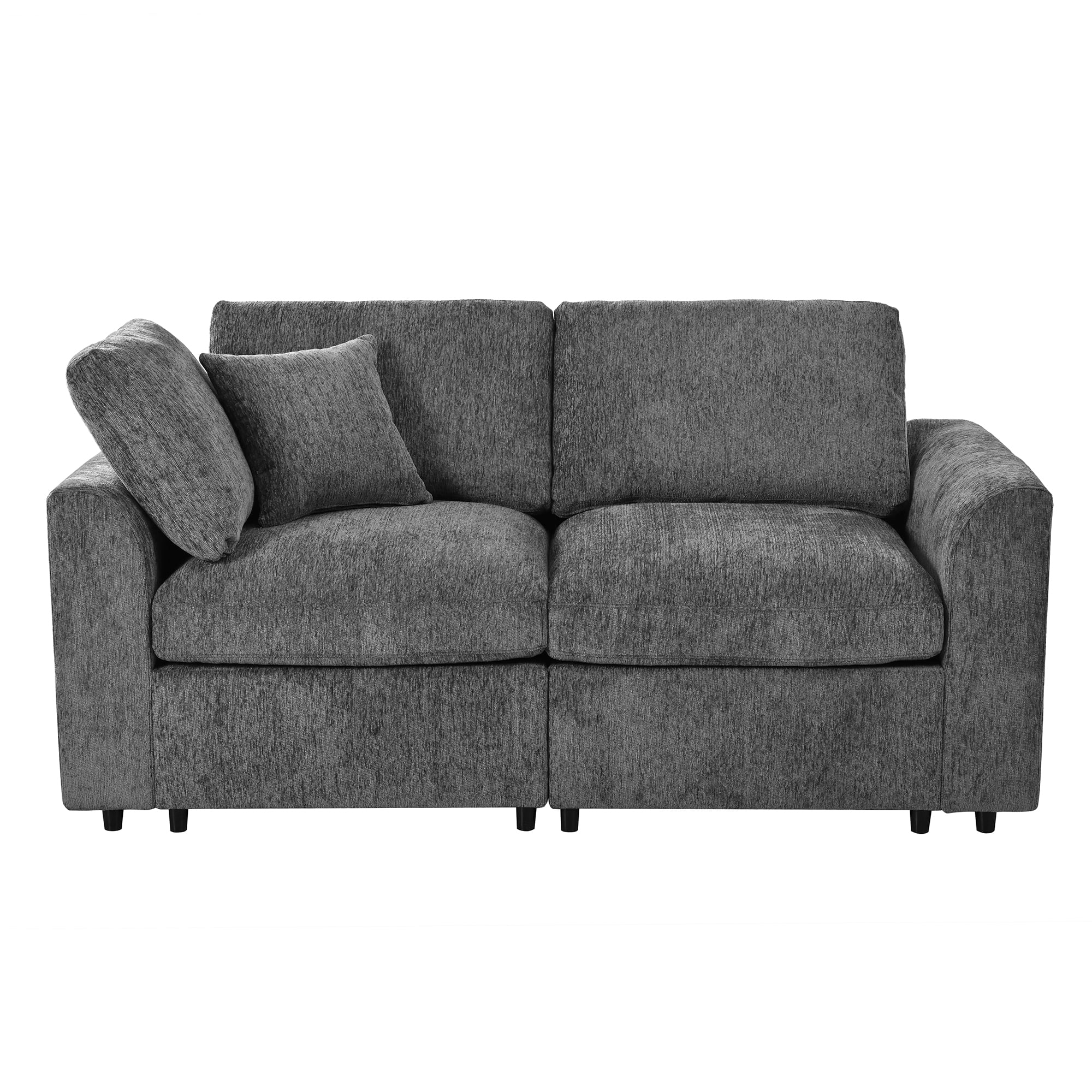 Howcool 72.8"W Modern Loveseat Sofa,Soft Chenille 2-Seater Sofa Couch with Deep Seat & Accent Pillow for Living Room,Apartment,Gray