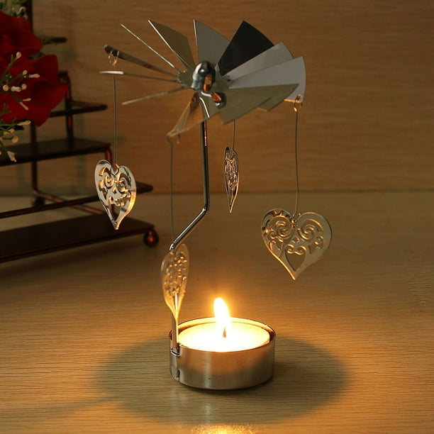 Spinning Rotary Carousel Tea Light Candle Holder Stand Light