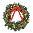 thumbnail image 1 of 24" Prelit Artificial Spruce Wreath Pinecone Red Berries Battery Operated, 1 of 10