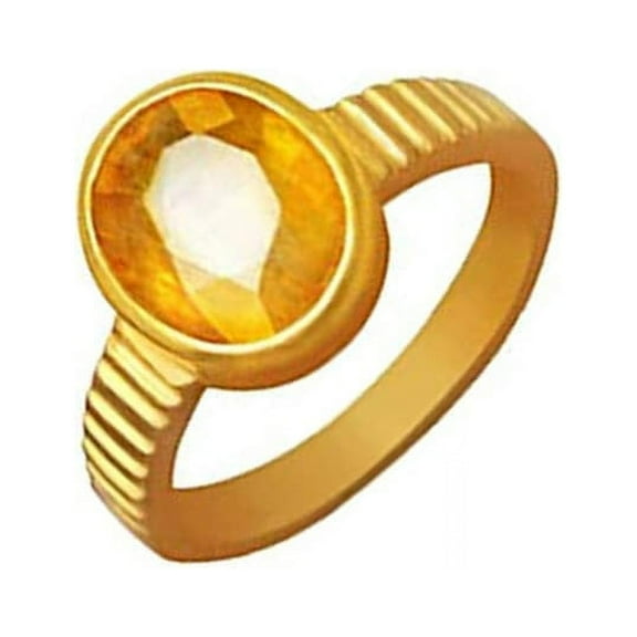 925 Sterling Silver Certified 4.00 Carat Yellow Sapphire Gold Plated Ring