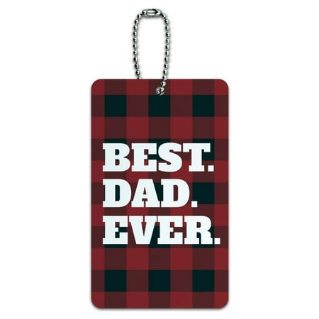 Best Dad Ever Red Black Plaid Luggage Card Suitcase Carry-On ID