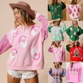 thumbnail image 2 of Sudadera navideña con lentejuelas para mujer, camisetas con gráficos bonitos para vacaciones, sudadera de manga larga con cuello redondo y lentejuelas que combina con todo, 2 of 5