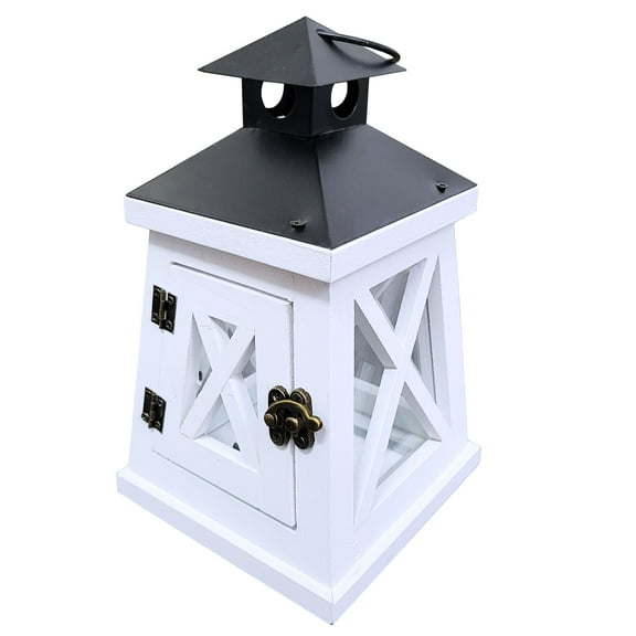 Vintage Decorative Lantern Candle Holder Wooden Rustic Farmhouse Wedding Centerpiece Lantern for Table Top Mantle Wall Hanging Display Party Home Decor Indoor Outdoor Christmas