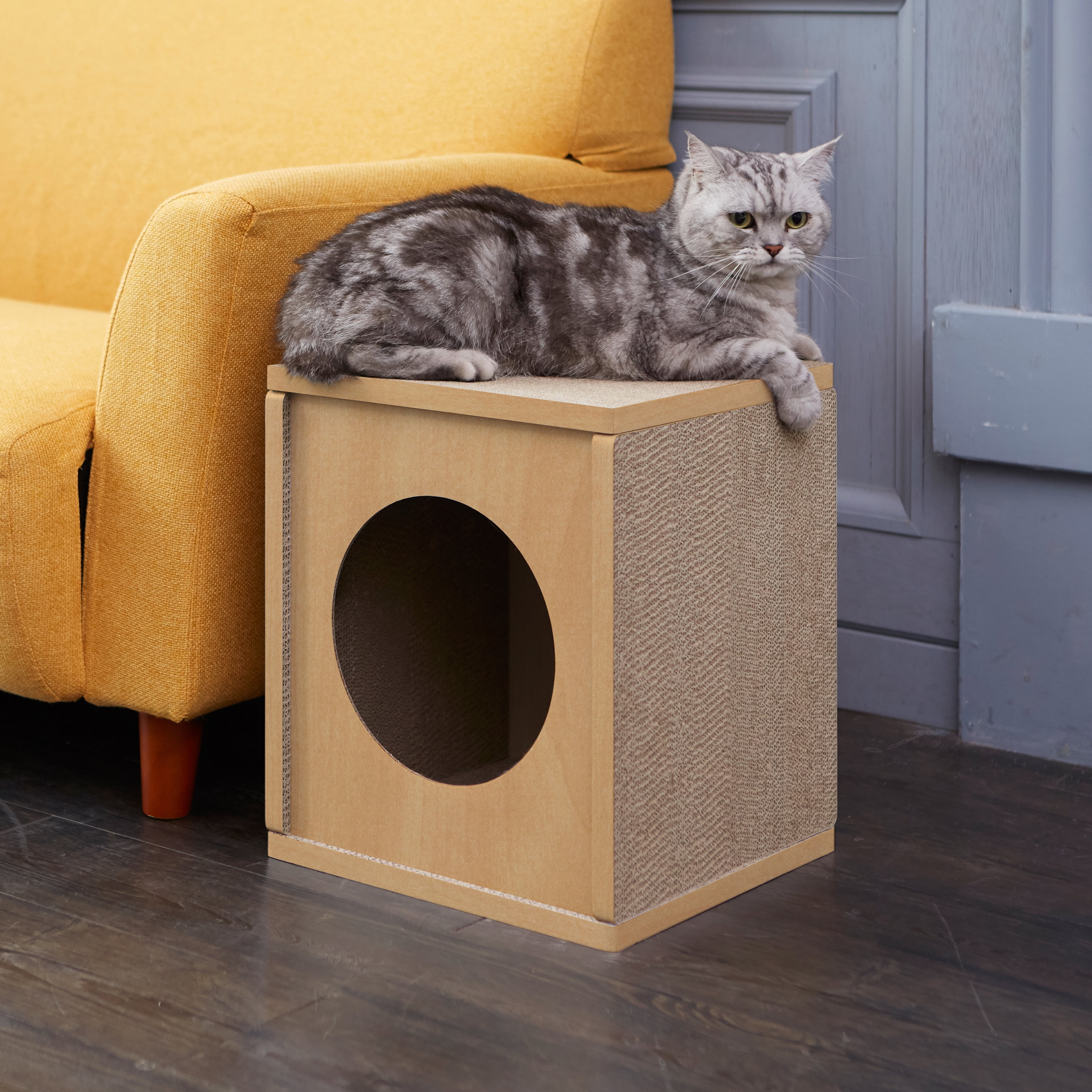 Way Basics Eco Friendly Cat Scratcher Cube House