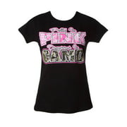 Womens Breast Cancer Awareness "Pretty In Pink" Black T-Shirt - Large